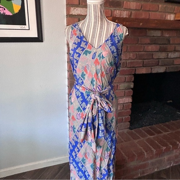 Anthropologie Ailanto Para Trucco Vilira Floral Fish Print Maxi Dress Sz S - Picture 5 of 14